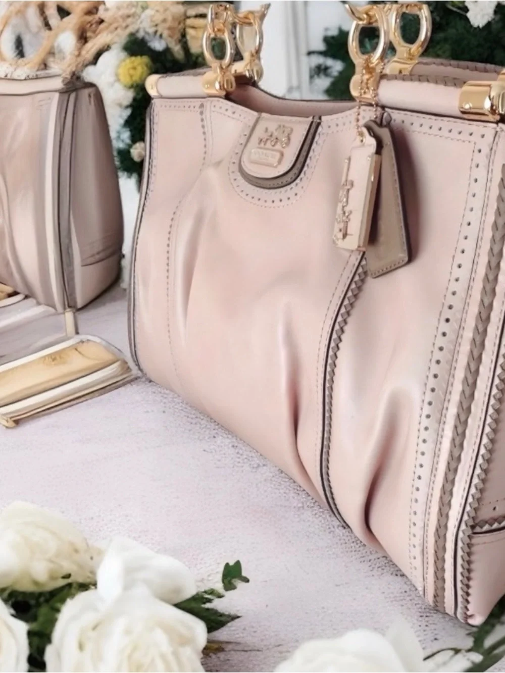 Coach Madison Perforated Pinnacle Zig- Zag Carrie Satchel $750 BNWOT
